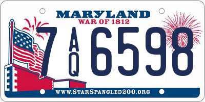 MD license plate 7AQ6598