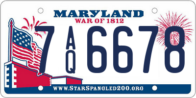 MD license plate 7AQ6678