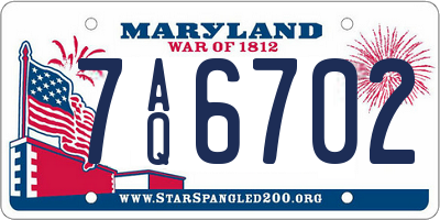 MD license plate 7AQ6702