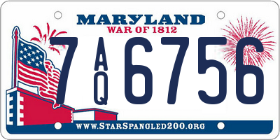 MD license plate 7AQ6756