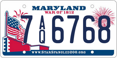 MD license plate 7AQ6768