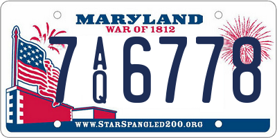 MD license plate 7AQ6778