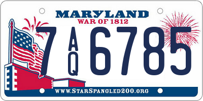 MD license plate 7AQ6785