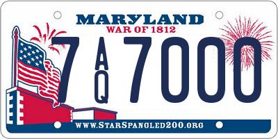 MD license plate 7AQ7000