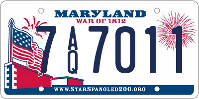 MD license plate 7AQ7011