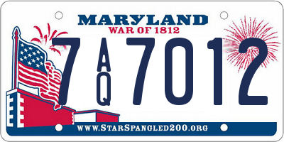MD license plate 7AQ7012