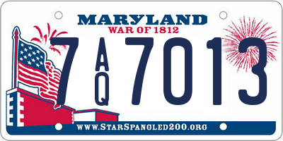 MD license plate 7AQ7013