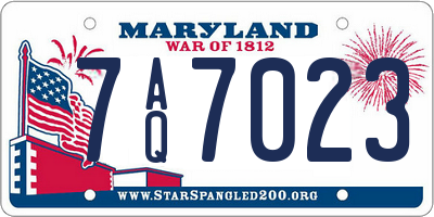 MD license plate 7AQ7023