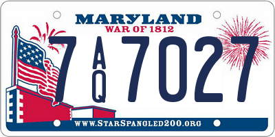 MD license plate 7AQ7027