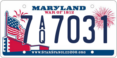 MD license plate 7AQ7031