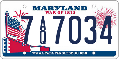 MD license plate 7AQ7034