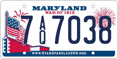 MD license plate 7AQ7038