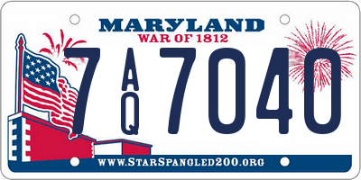 MD license plate 7AQ7040