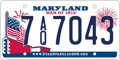 MD license plate 7AQ7043