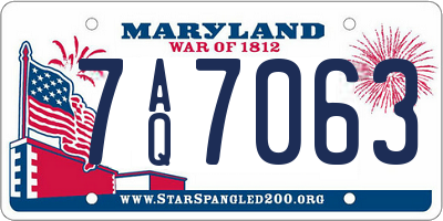 MD license plate 7AQ7063