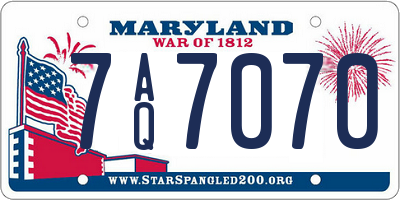 MD license plate 7AQ7070
