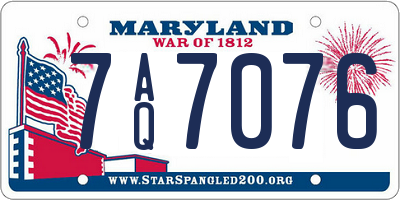 MD license plate 7AQ7076