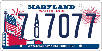 MD license plate 7AQ7077