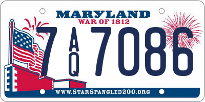MD license plate 7AQ7086
