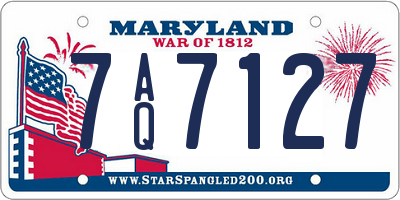 MD license plate 7AQ7127