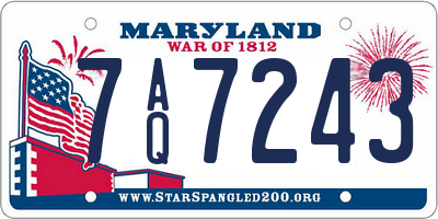 MD license plate 7AQ7243