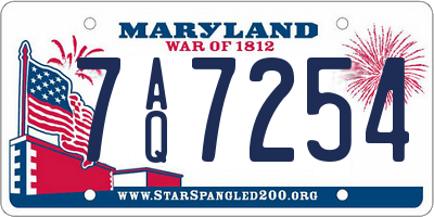 MD license plate 7AQ7254