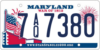 MD license plate 7AQ7380
