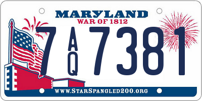 MD license plate 7AQ7381