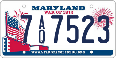 MD license plate 7AQ7523