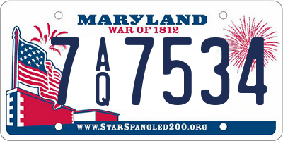 MD license plate 7AQ7534