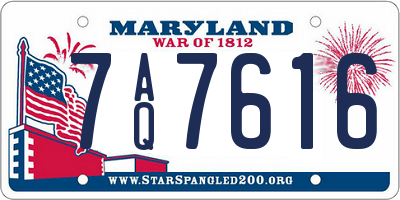 MD license plate 7AQ7616