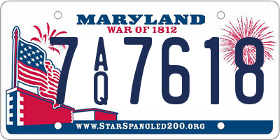 MD license plate 7AQ7618