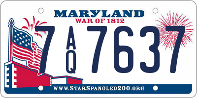 MD license plate 7AQ7637