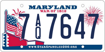 MD license plate 7AQ7647