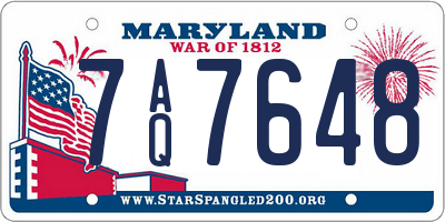 MD license plate 7AQ7648