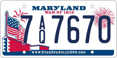 MD license plate 7AQ7670