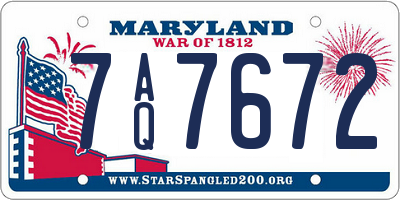 MD license plate 7AQ7672