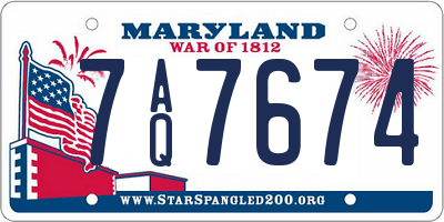 MD license plate 7AQ7674
