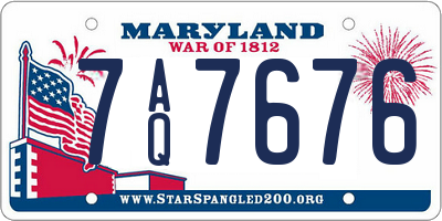 MD license plate 7AQ7676