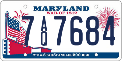 MD license plate 7AQ7684