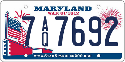 MD license plate 7AQ7692