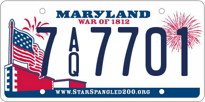 MD license plate 7AQ7701