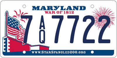 MD license plate 7AQ7722