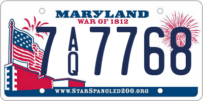 MD license plate 7AQ7768