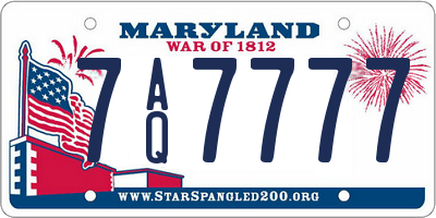 MD license plate 7AQ7777