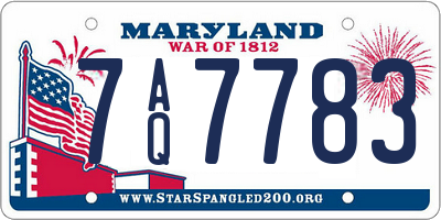 MD license plate 7AQ7783