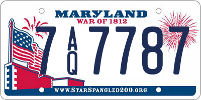 MD license plate 7AQ7787