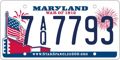 MD license plate 7AQ7793