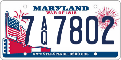 MD license plate 7AQ7802