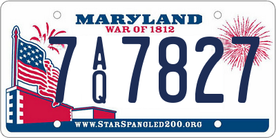 MD license plate 7AQ7827